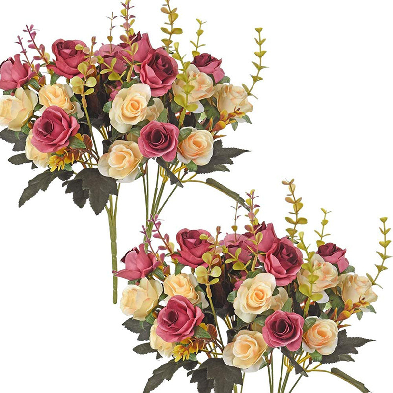 Picture of Cross-Border Amazon Artificial Flowers Artificial Rose Bouquet Plastic Silk Flowers Wedding Florals Export Decorative Flowers Artificial Flowers