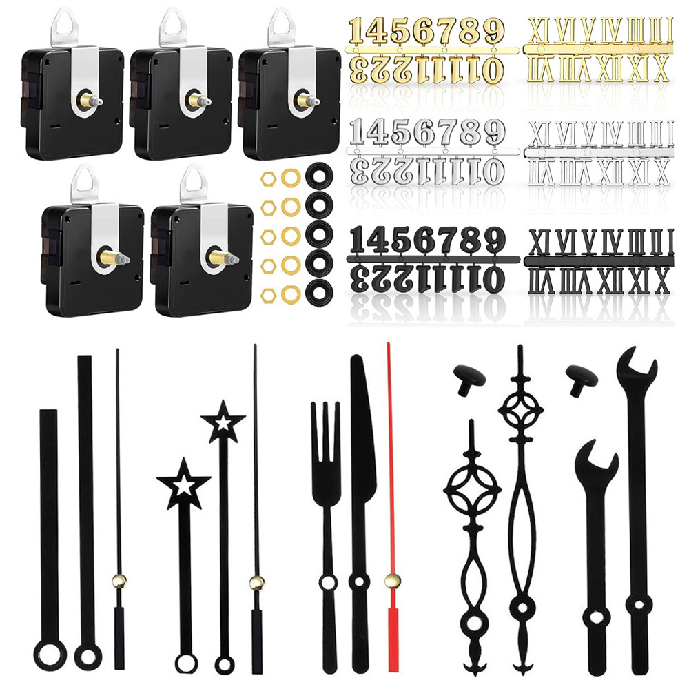 Clock accessories scanning seconds mute wall clock movement DIY5 +5 sets of pointer metal minute and second with a variety of digital cards