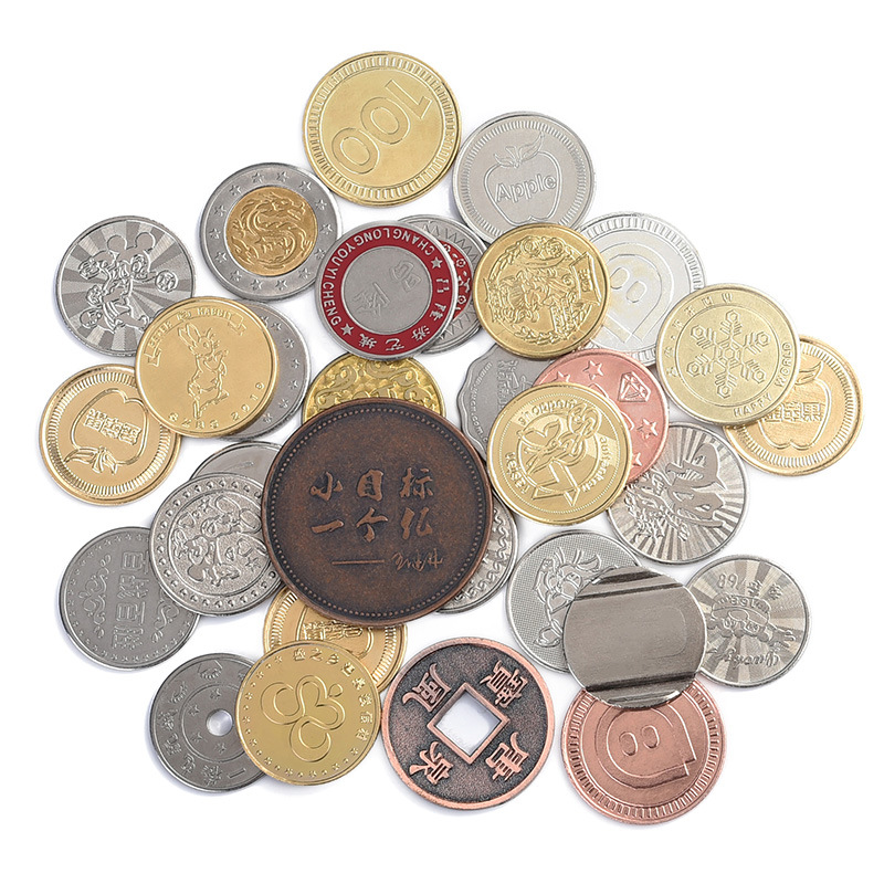 Picture of Golden Apple Game Coin Token Hard Children Rocker Tiger Video Game City Doll Machine Universal Universal Token
