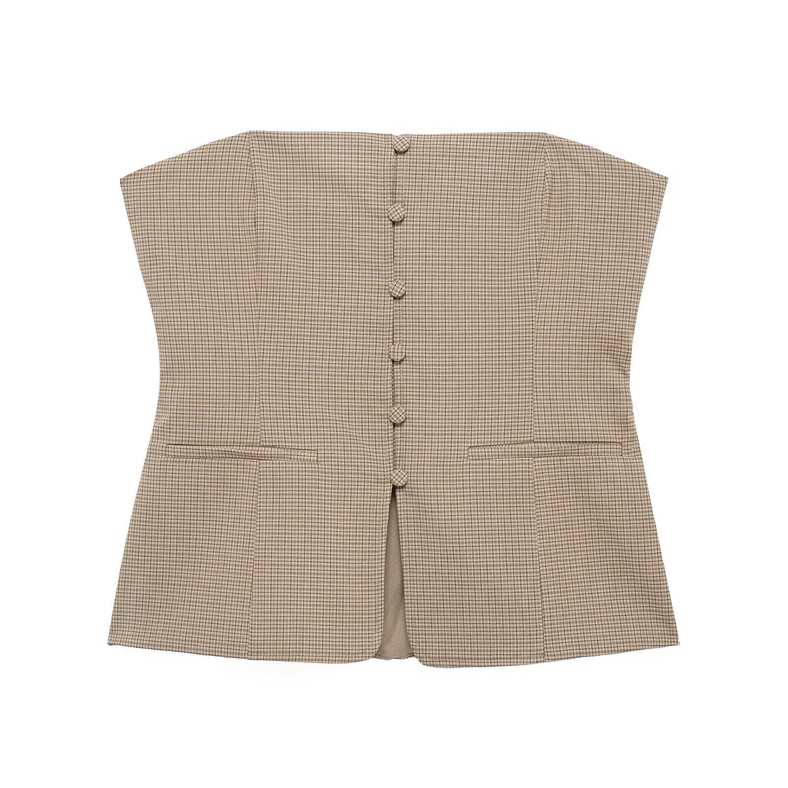ZA cross-border women's clothing wholesale 2025 spring new sexy slim plaid tube top 3067002