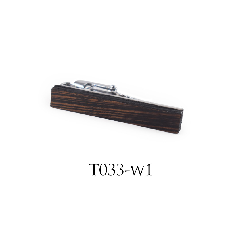 Picture of New high-grade wooden tie clip personality pattern printing wooden tie clip alloy zebra wood can be customized