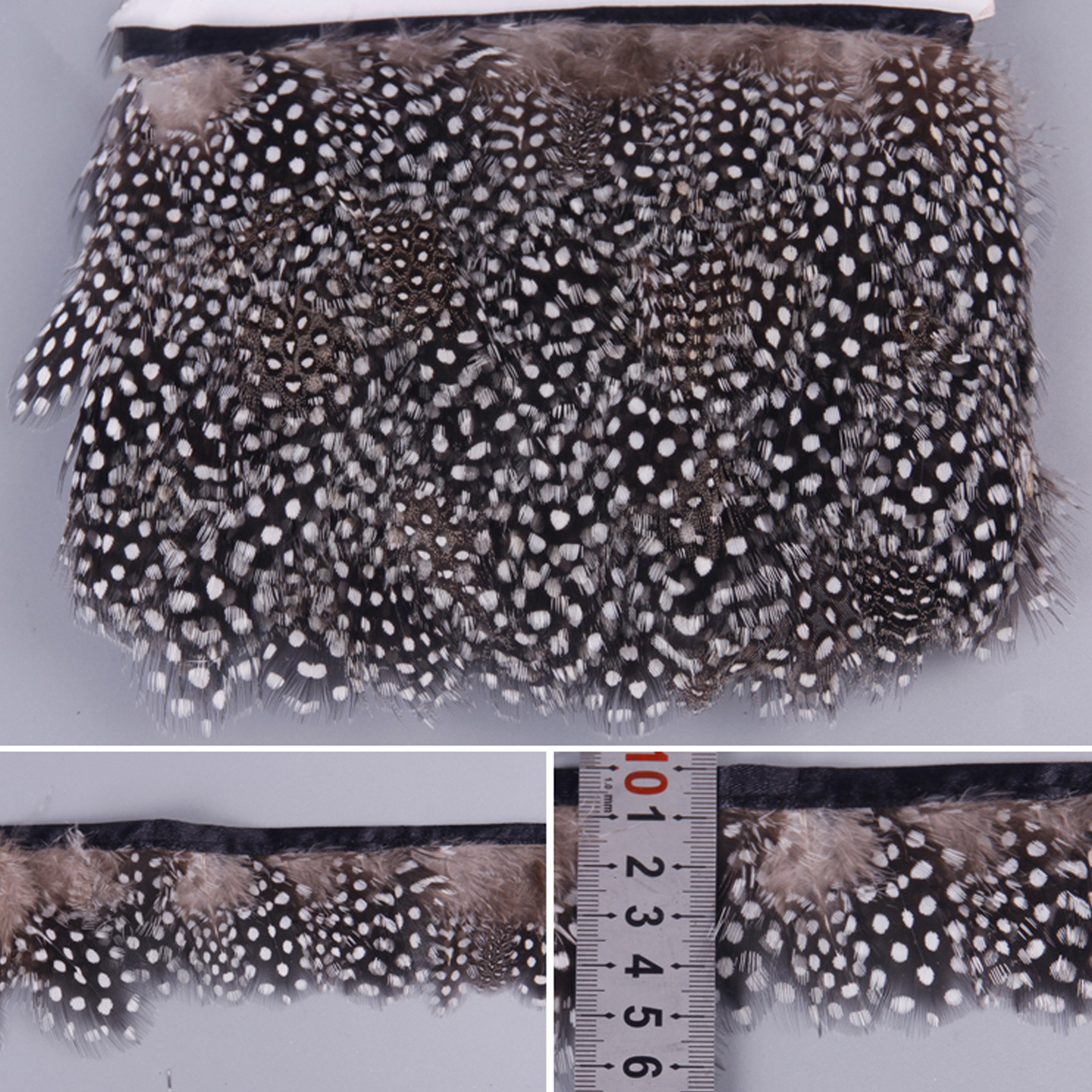 Wholesale Primary Color Pearl Fur Cloth with Pheasant Feather Cloth Edge DIY Clothing Skirt Accessories Decorative Wedding Lace