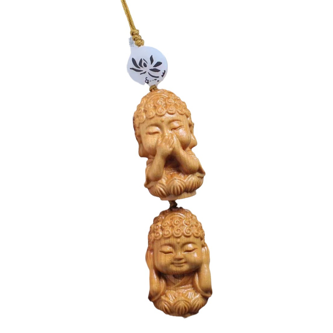 Thuja Carving New Four Little Buddha Creative Bag Hanging Keychain Mobile Phone Chain Unisex Cultural Play Gift Pendant