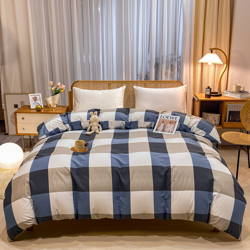 Picture of Cotton brushed duvet cover single piece modern simple single double dormitory thickened quilt cover pure cotton duvet cover single piece