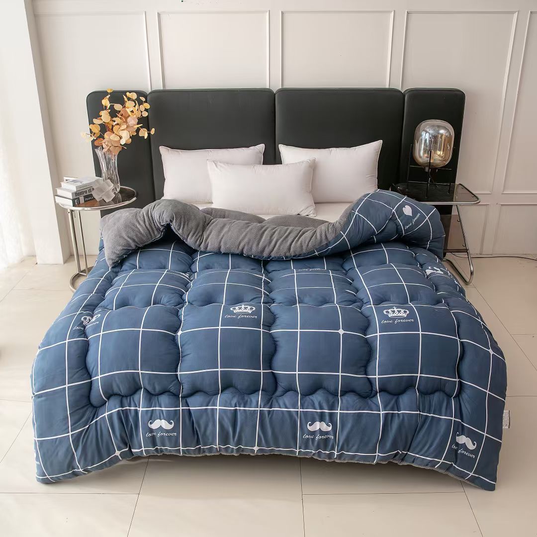 Picture of Cross-border Lamb Velvet Sanding Printed Winter Quilt Spring and Autumn Thickened Quilt Core Single Double Student Dormitory Air-conditioning Quilt