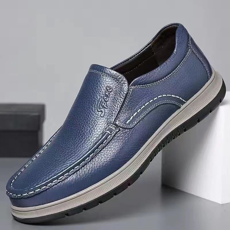 New leather shoes, simple casual shoes, men's slip-on shoes, one-foot slip-on shoes, business breathable bean shoes, foreign trade models