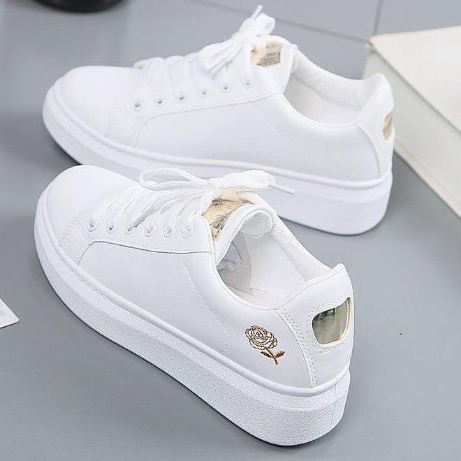 White Shoes Spring Shoes 2024 New Women's Shoes Korean Style Spring Board Shoes Student Casual Spring and Autumn Flat Lace-up Shoes