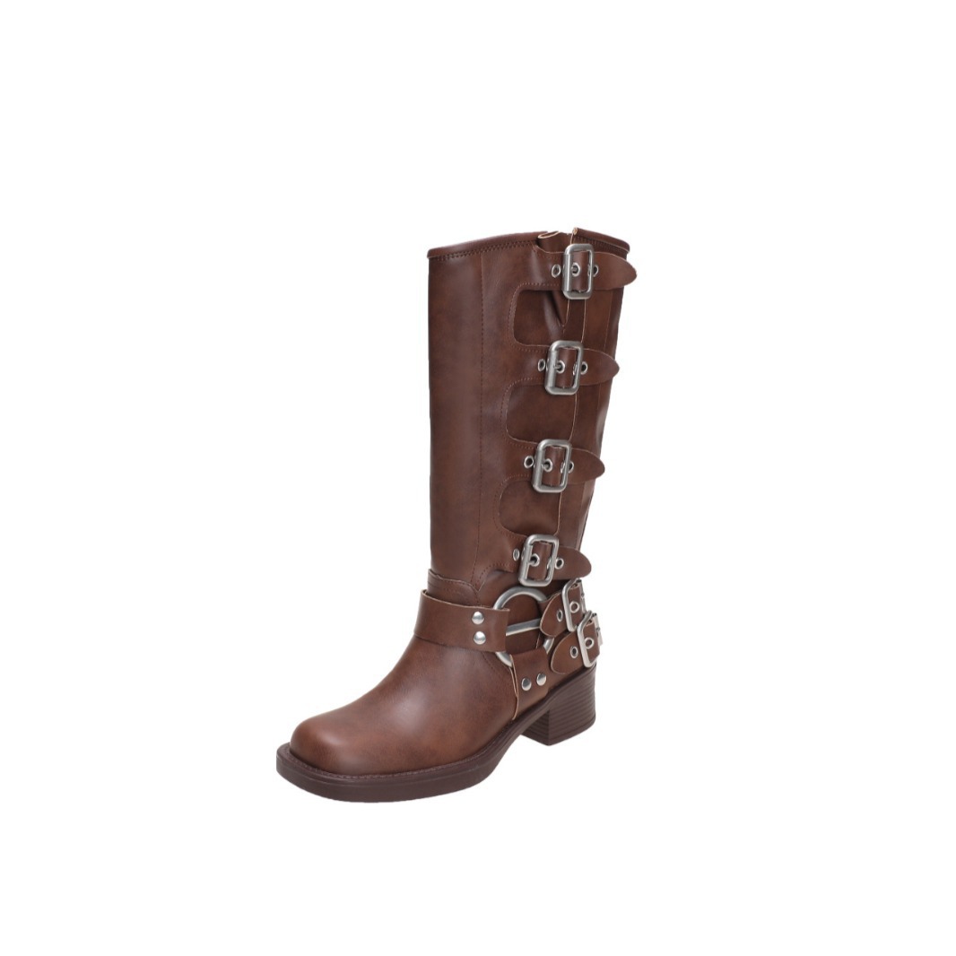 Picture of female boots very good collocation! Boots Women American Style Vintage Martin Boots Brown High Boots Long Boots Western Cowboy Boots