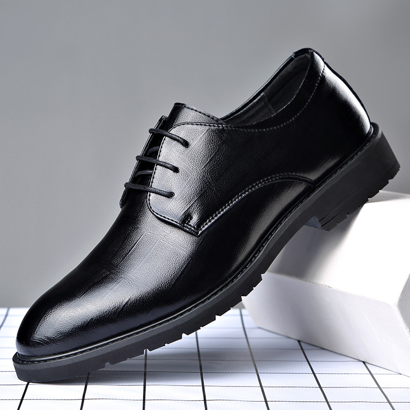 Picture of Spring New Dress Leather Shoes Soft Leather Business Casual Men's British Style Korean Pointed Toe Work Banquet Wedding Shoes