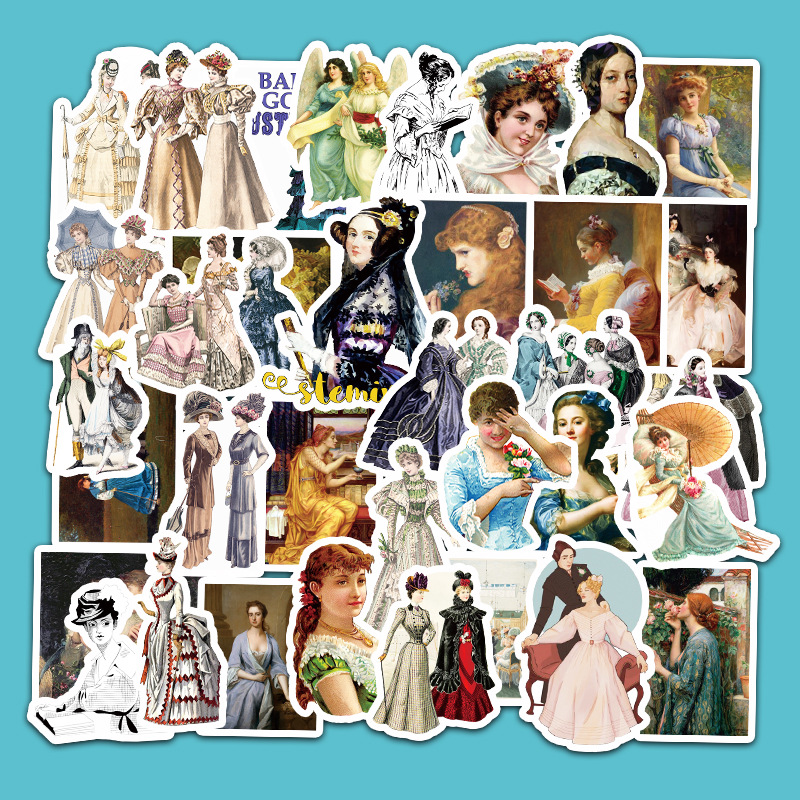 50 Palace Style Women's Personalized Fashion Graffiti Stickers Laptop Car Refrigerator DIY Decorative Stickers