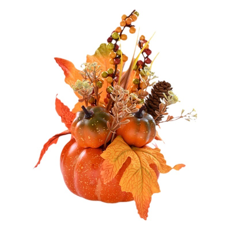 Creative ornaments pumpkin bonsai artificial flower harvest festival Christmas style decoration fashion flower arrangement accessories artificial flowers