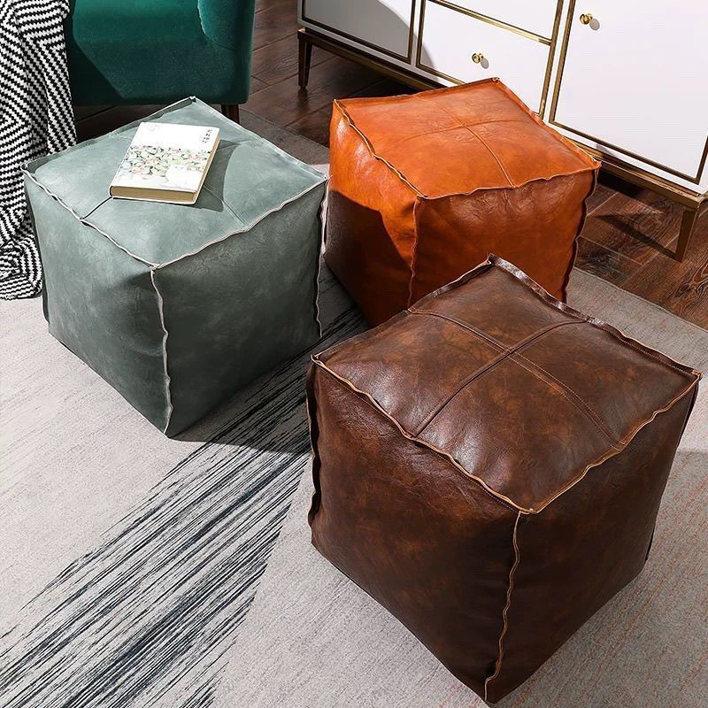 Old Clothes Storage Leisure Bean Bag Storage Bag Leather Pier Low Stool Living Room Pouf Bay Window Futon Home