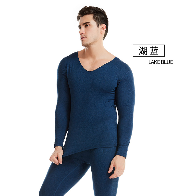 Picture of Cationic Men's Thermal Underwear Slim-Fit V-Neck Autumn Clothes and Pants suit Hot Fiber Men's Thermal Underwear