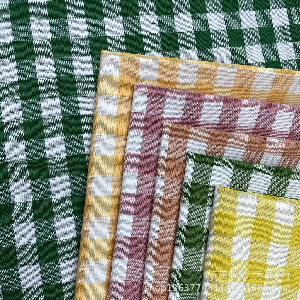 Spot supply woven polyester Oxford lattice 1cm yarn-dyed plaid spring and summer clothing tablecloth tablecloth accessories