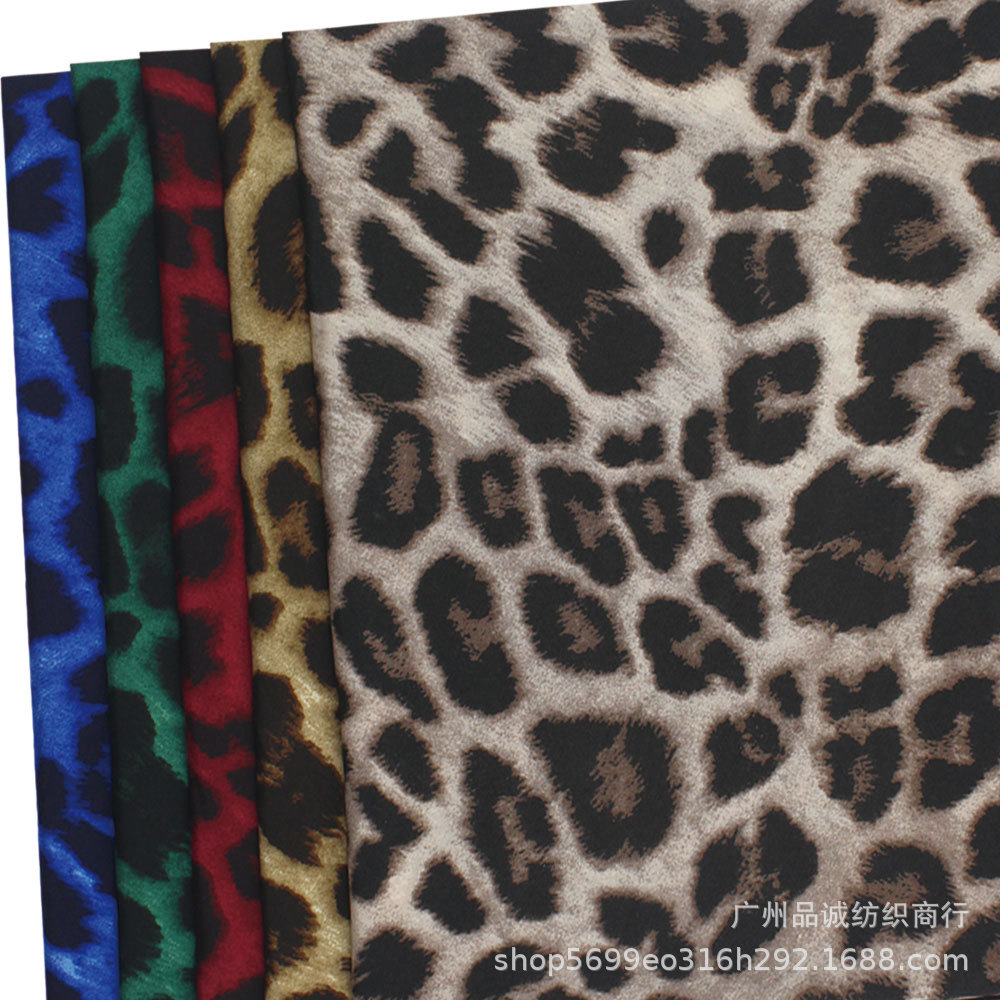 100D four-sided bullet printing European and American style leopard print chiffon printed fabric cross-border women's dress skirt fabric