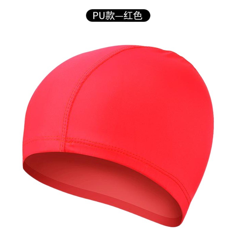 Factory direct supply PU waterproof swimming cap solid color unisex edge thick swimming pool outdoor beach swimming cap wholesale