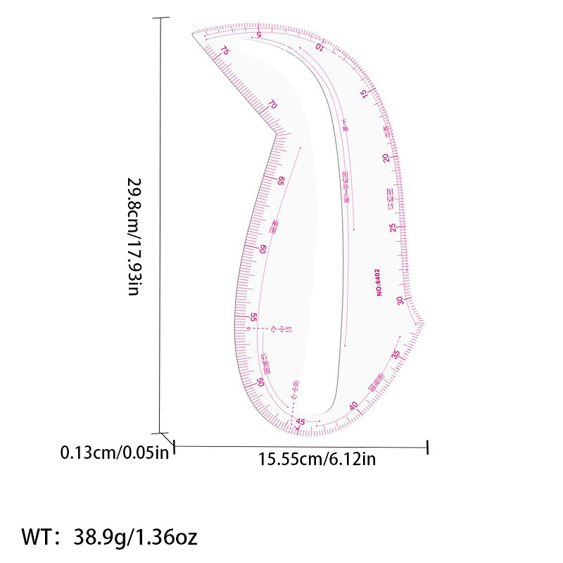 Picture of Pattern printing ruler clothing scale pattern making clothing curve cutting sewing tool multi-functional pattern printing ruler