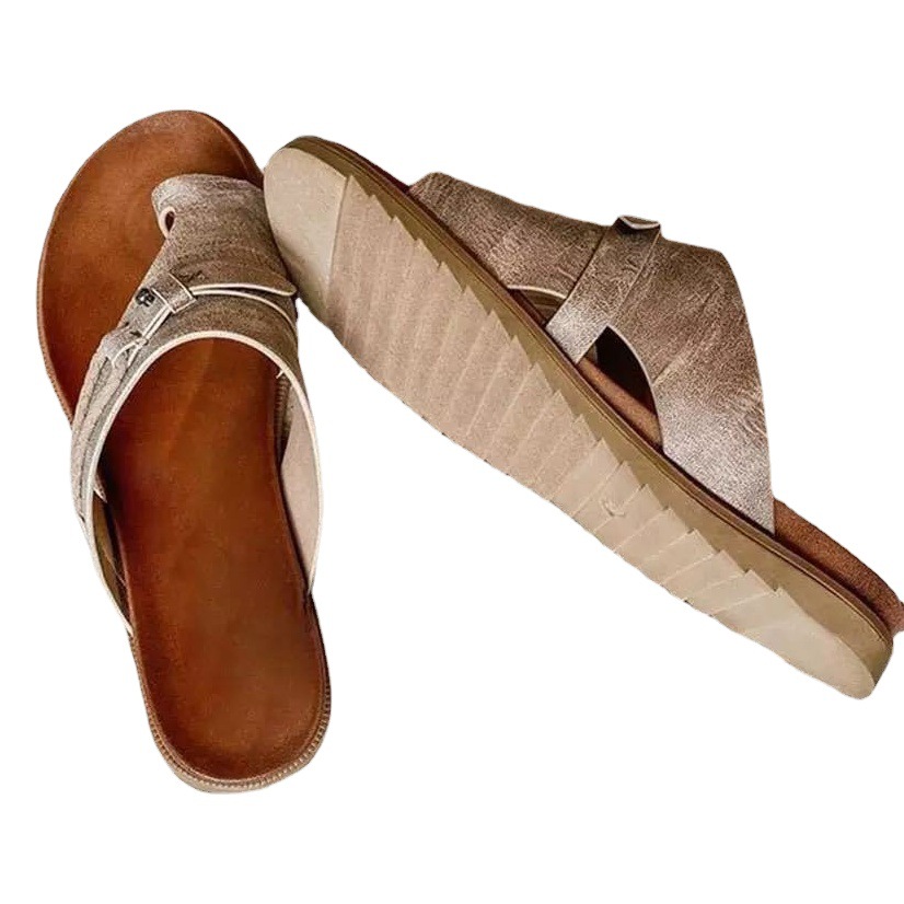Spot Independent Station Large Size Slip-On Slippers 2021 Summer New European Size Flats Retro Sandals Wish Amazon