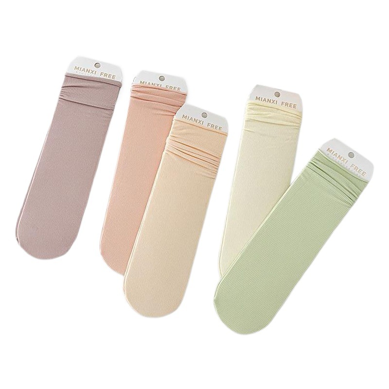 Women's socks spring/summer Japanese new thin velvet candy color non-heel straight pile socks high elastic ice socks