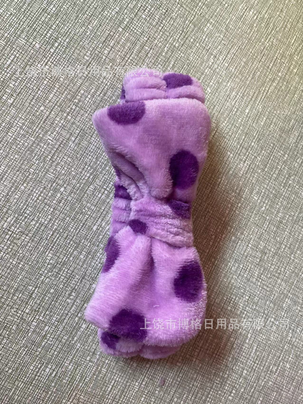 Picture of Korean Style Cute Dot Striped Headband Bow Hair Band Plush Hair Accessories Face Wash Hair Band Makeup Mask