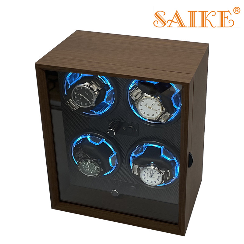 Picture of Foreign Trade Version of Walnut Pattern Wooden 4-Position Electric Mechanical Watch Winder with Four-Position Fully Automatic Winder