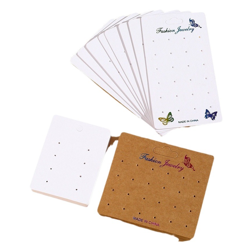 Popular porous earrings ear studs cardboard Kraft paper jewelry packaging card gilding LOGO in stock wholesale special paper