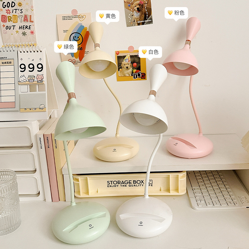 New Large-Capacity Student Desktop Small Table Lamp Three-Speed Touch Dimming Led Bracket Table Lamp USB Rechargeable