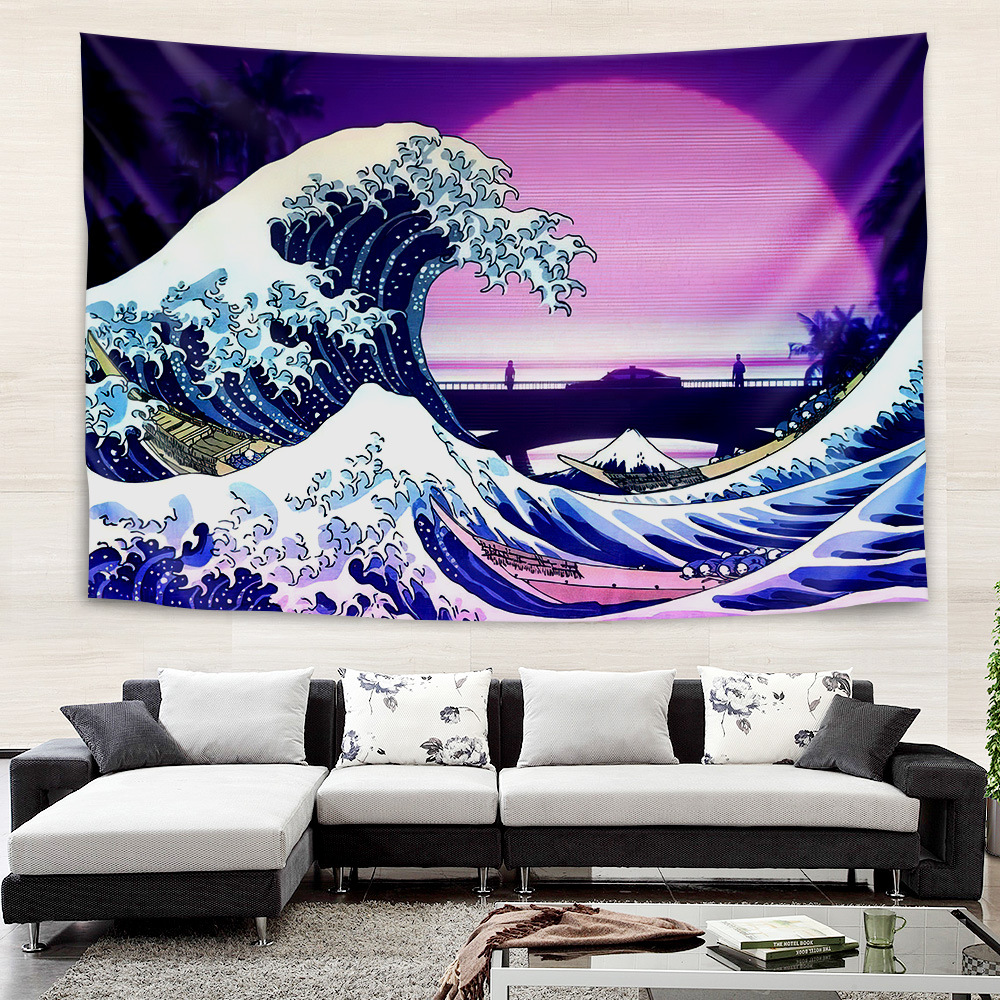 Picture of Internet Celebrity Background Cloth Ins Style Ukiyo-e Wall Cloth Tapestry Bedroom Room Decoration Background Wall Bedside Hanging Cloth