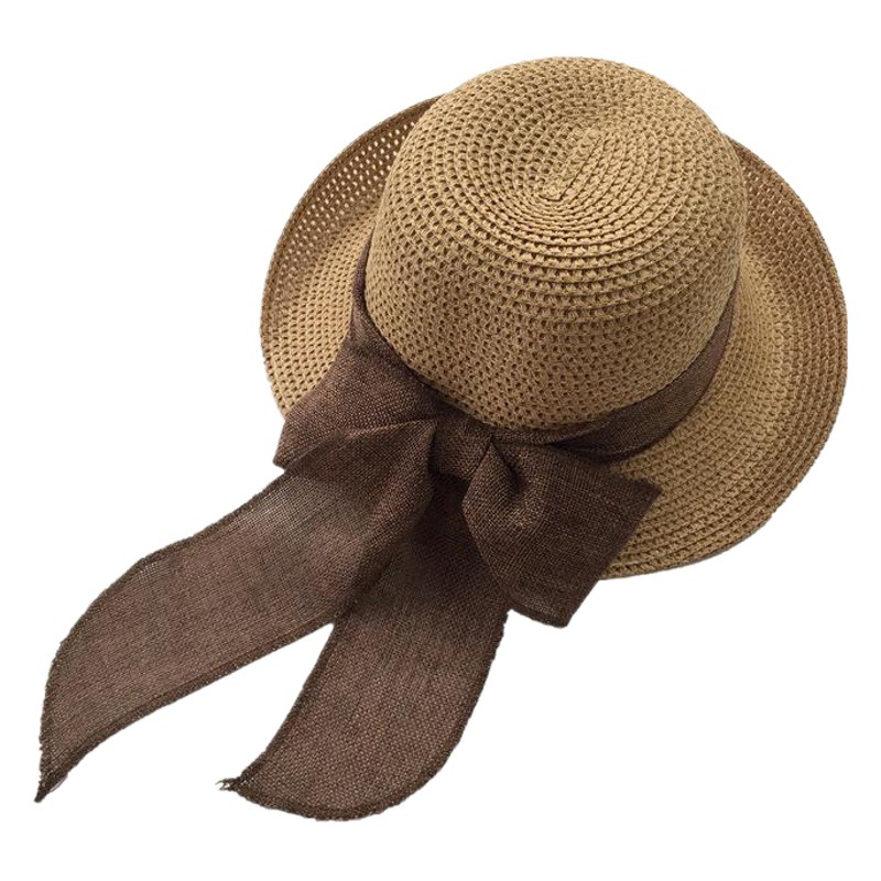 Korean Style Bow Straw Hat Beach Hat Women's Summer Seaside Casual Versatile Sun Hat Large Brim Vacation Hat Summer