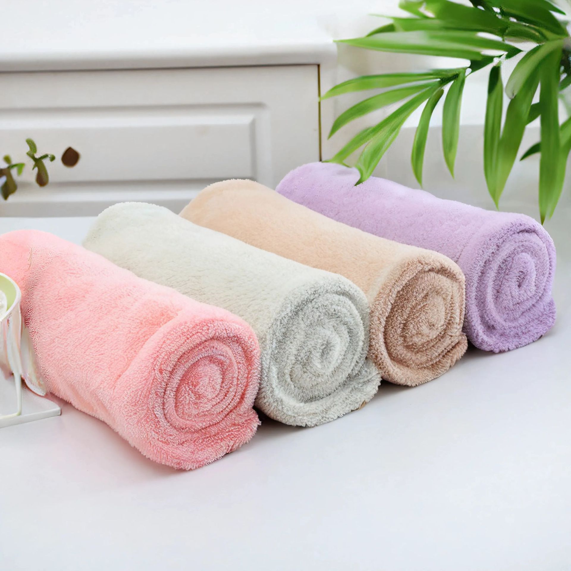 Picture of Cross-border Double-layer Thickened Shower Cap Women's Water Absorbent Quick-drying Cap Coral Fleece Hair Dried Towel Towel Wash Headband Hair Dried Cap