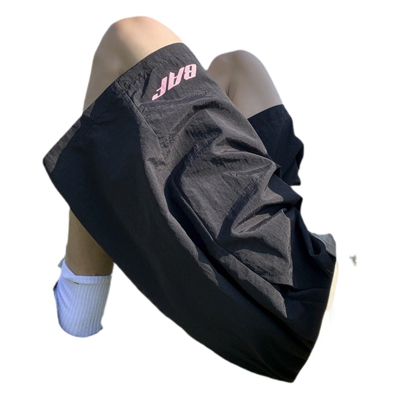 Dopamine Pink Quick-Drying Shorts Women's Summer Thin Mid-Length Pants for Men and Women Loose Casual Sports Five-Point Pants High Waist
