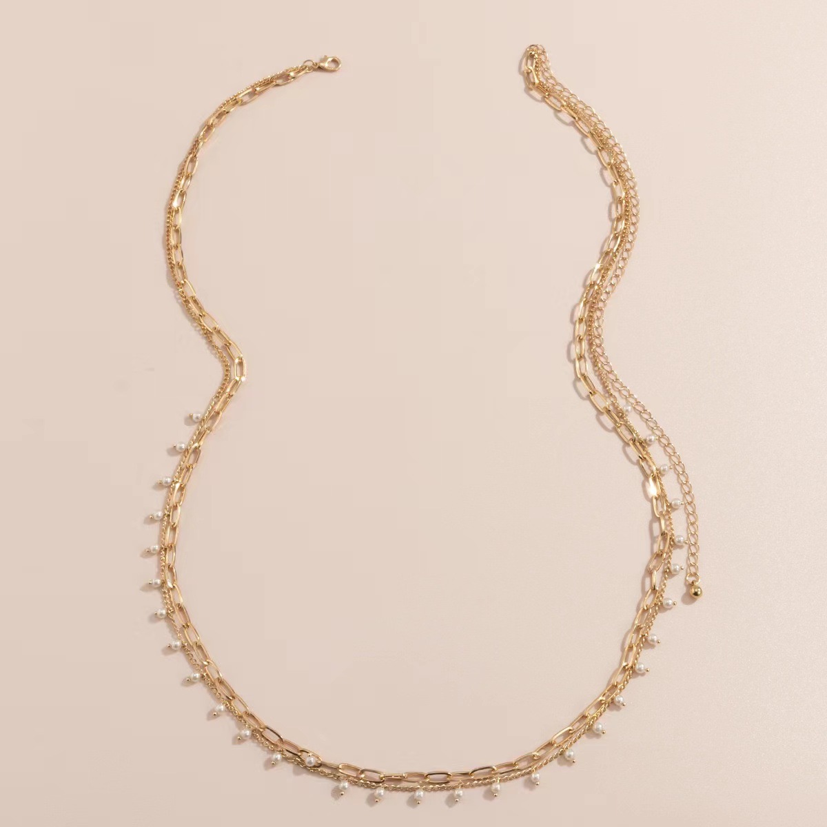 Picture of Small fragrant style temperament imitation pearl waist chain retro multi-layer chain geometric body chain Europe and the United States cross-border