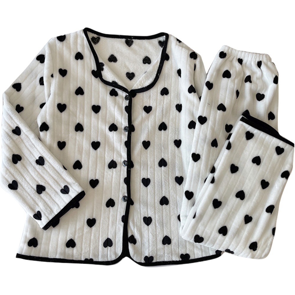 Cross-Border Foreign Trade Autumn and Winter Pajamas for Women, Flannel Coral Velvet Student Casual Home Wear, Cartoon Girly Style