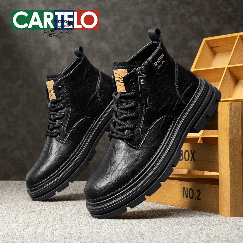 Martin boots, men's autumn outdoor hiking shoes, men's boots, British style high-top leather shoes, mid-top cargo boots, men's boots
