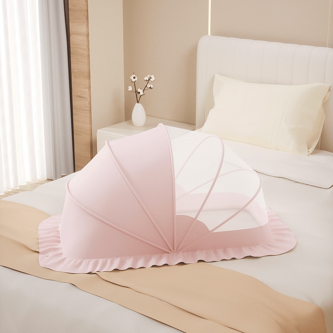 Picture of Baby Mosquito Net, Full-Cover Yurt for Babies, Foldable Universal Crib Mosquito Net for Infants and Toddlers, Light-Blocking