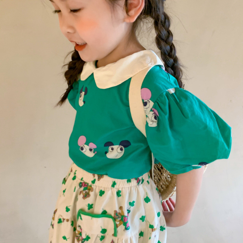 Picture of Children's Top 2025 End Little Mongolian Girl's Summer Cartoon Mouse Cute Top Baby's Korean Sweet Lar Top