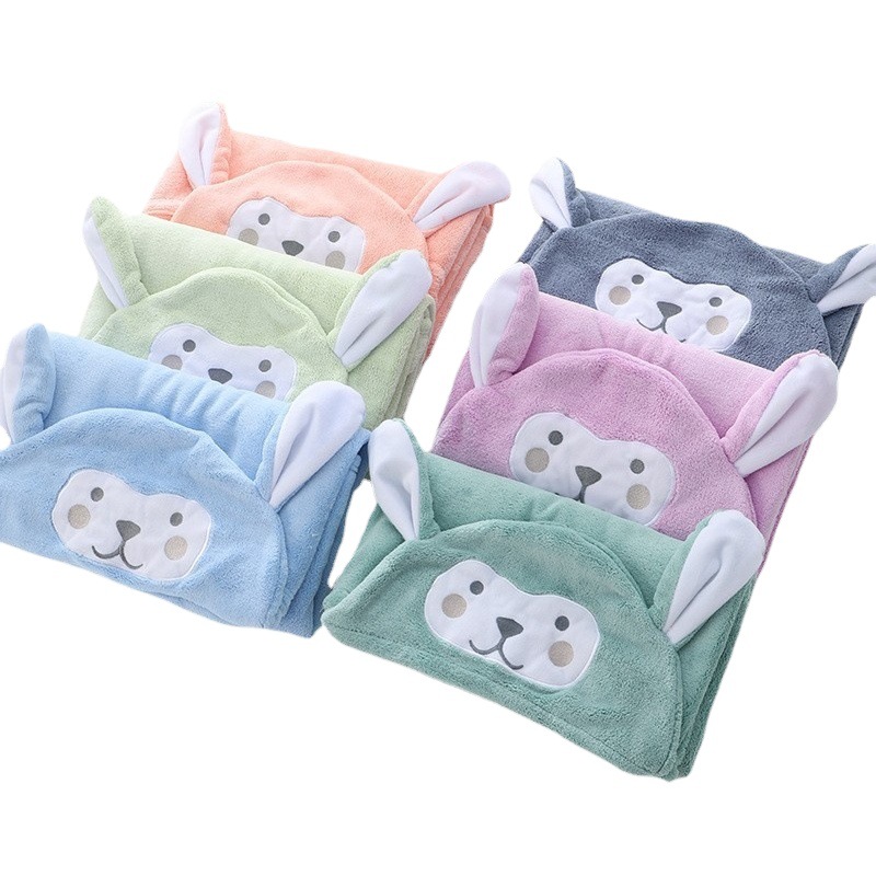 [Strictly selected] baby bath towel cloak children coral fleece hooded bathrobe baby quick-drying absorbent cloak bath towel