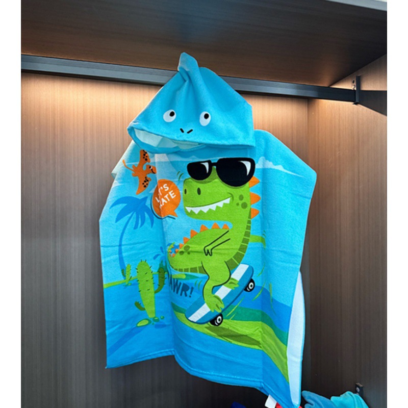 Picture of Children's Bath Towel Hooded Poncho Bathrobe Super Soft Wearable Baby Absorbent Towel for Boys and Girls Swimming