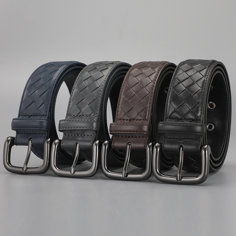 Fashion Belt Men's Leather Braided Belt Pin Buckle Youth Casual Joker Belt Factory Wholesale Price