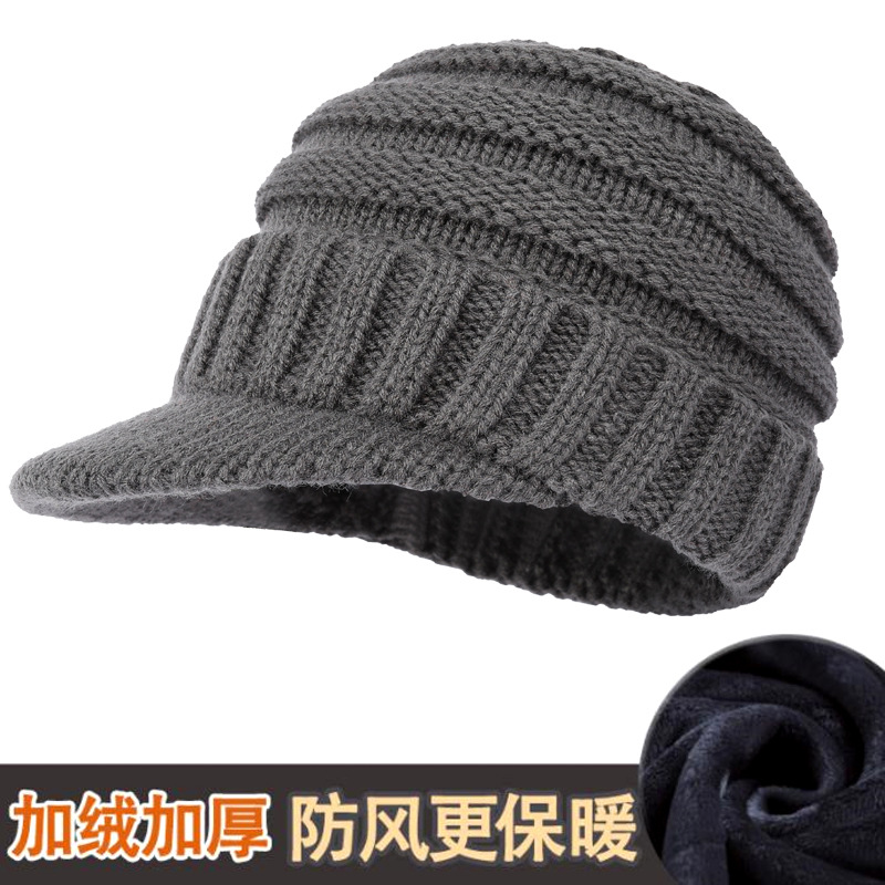 Picture of Hat men's winter warm fleece-lined thickened cap men's knitted cap outdoor cycling ear protection cold wool cap