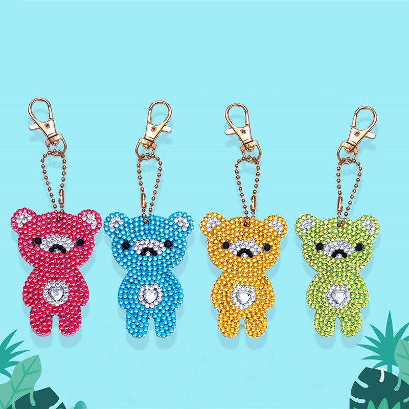 Picture of Creative DIY Keychain Diamond Painting Cartoon Bear Handmade Bag Car Decorations Small Pendant Spot Supply