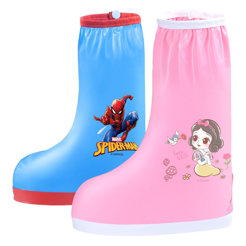 Disney children high shoe cover Boys and Girls Primary School Rain Rain waterproof foot set baby high tube waterproof anti-skid shoe cover