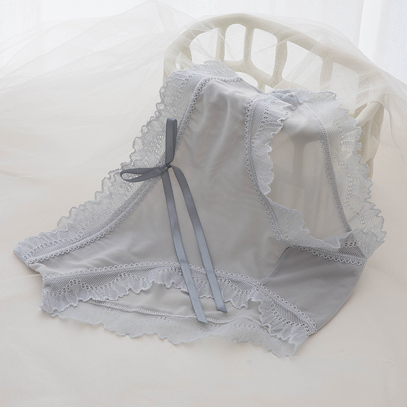 Picture of Underwear Women's Lace Sexy Mid-Waist Japanese Style Girls Lightweight Breathable Lace Panties Feminine Lace Panties