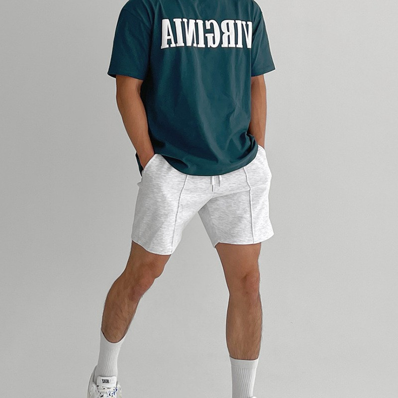 Trendy American Style Casual Shorts Men's Summer Sports Quad Pants Solid Color But Knee All-match Running Training Pants