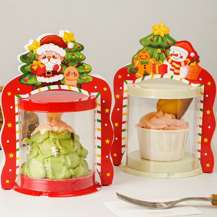 Christmas cartoon paper cup cake decoration mini birthday cake box 2-inch round Children's Day cake box