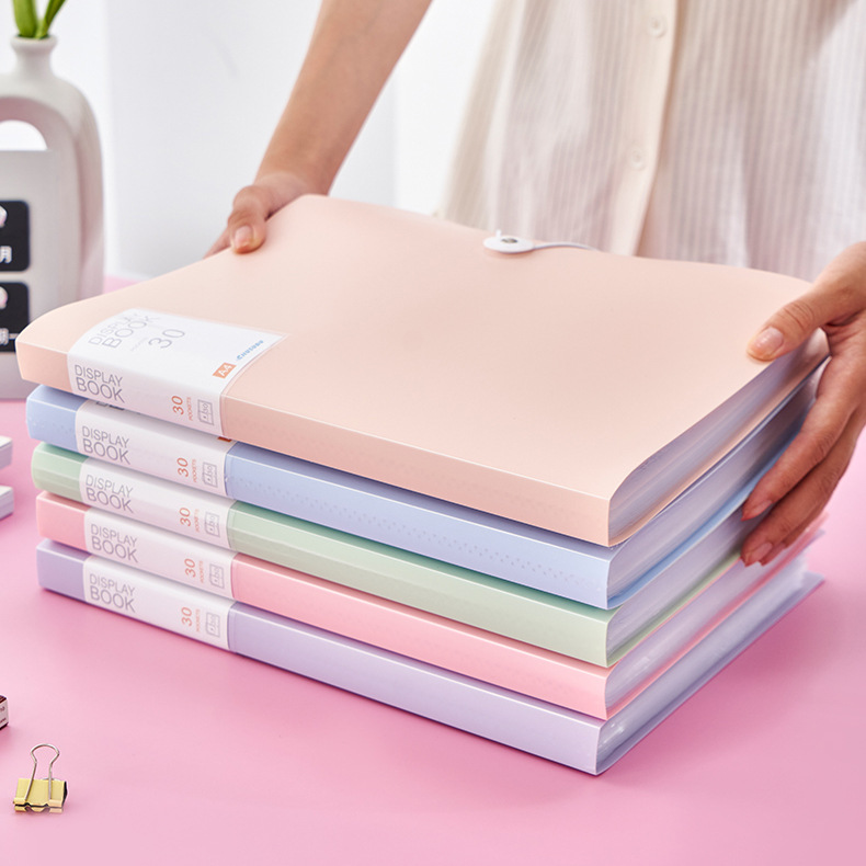 A4 folder transparent insert multi-layer data book student examination paper storage bag morandi loose-leaf contract folder file