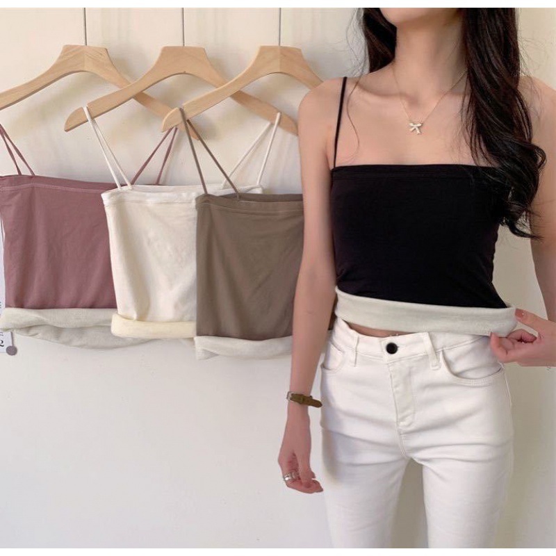 Picture of 1806 Autumn and Winter Solid Color Sling Warm Vest with Velvet Thickened Autumn Clothes Seamless Slim Fit Muscle Base Clothes Base Warm Inner