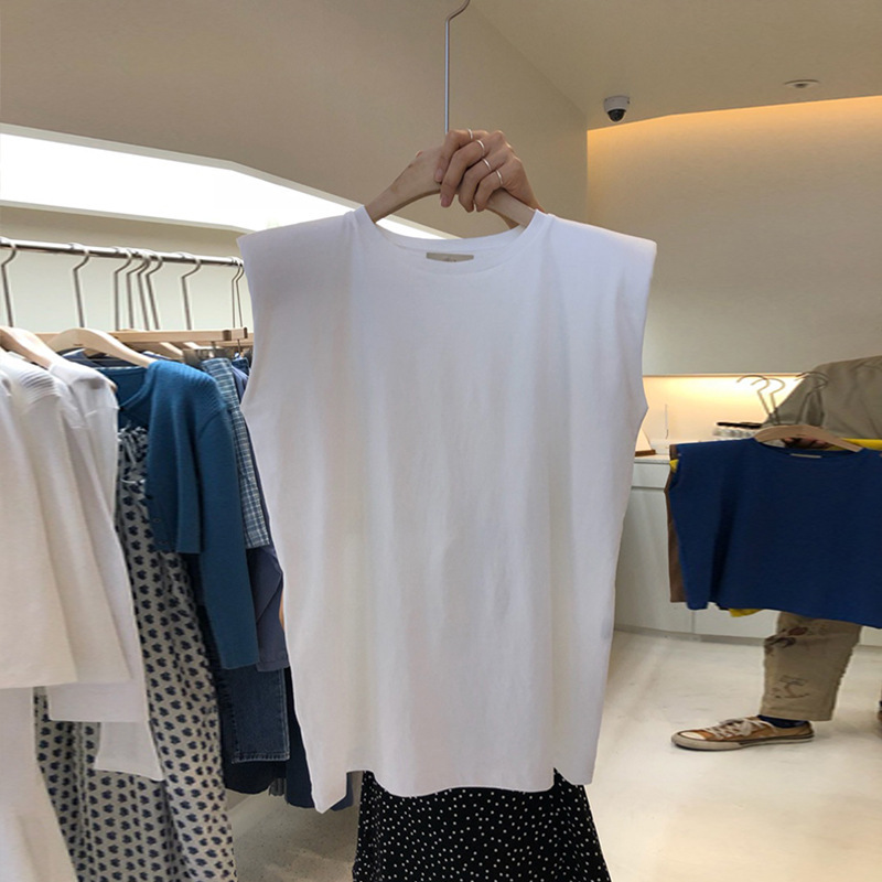 Dongdaemun 2025 Summer Spring and Summer New Pure Color Round Neck Sleeveless T-Shirt Feminine Slimming Look Bottoming Top