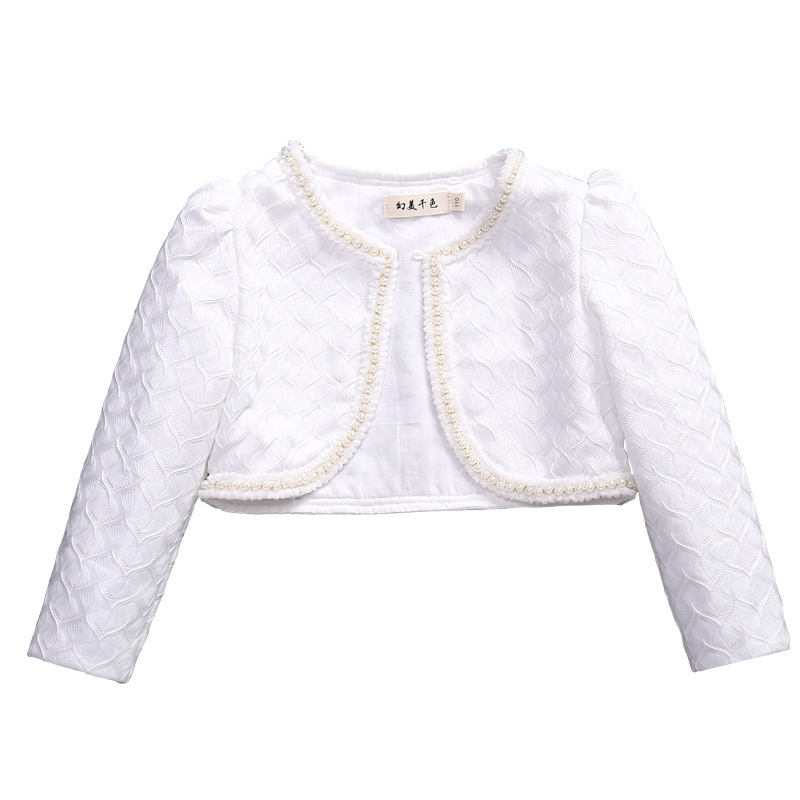 Picture of 2020 New Children's Shawl Lace Pearl Small Large Girl's Ware Shoulder Long Sleeve Coat Children's Wear Princess Small Outer Wear