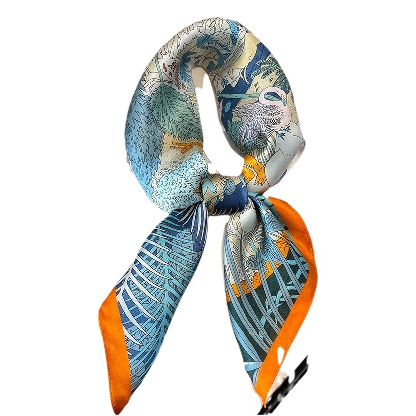 Jungle World 68cm silk Mulberry silk square scarf women's all-match spring light luxury scarf with professional shirt suit